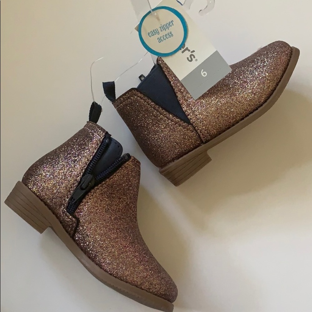 Carters pink/navy sparkle bootie size 6